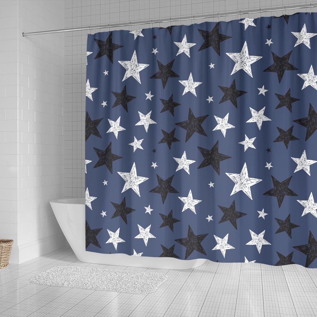 Star Print Pattern Bathroom Shower Curtain-grizzshop