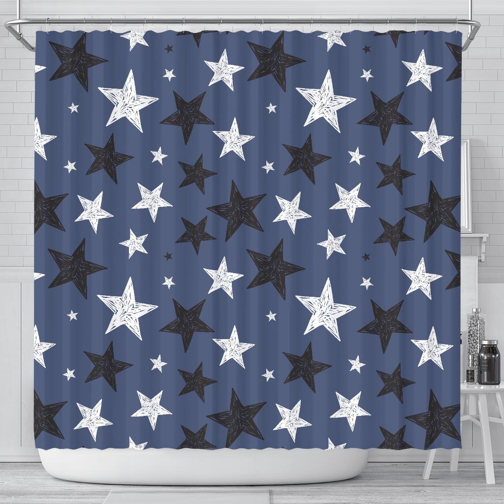 Star Print Pattern Bathroom Shower Curtain-grizzshop