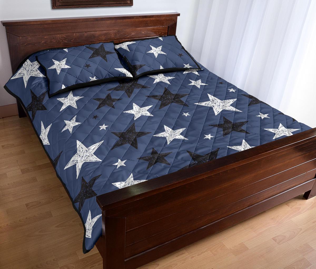 Star Print Pattern Bed Set Quilt-grizzshop