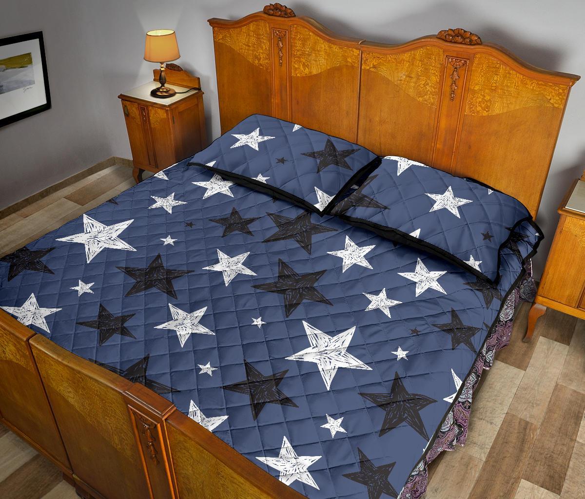 Star Print Pattern Bed Set Quilt-grizzshop