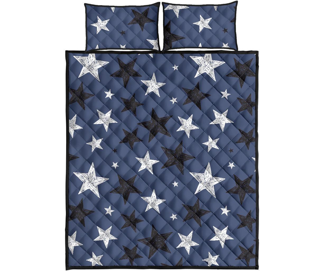 Star Print Pattern Bed Set Quilt-grizzshop