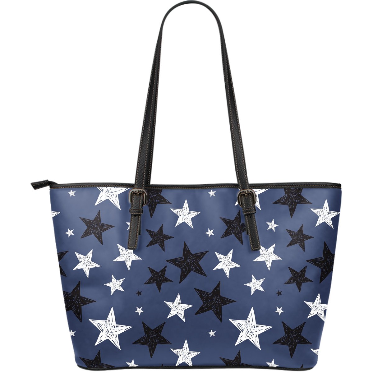 Star Print Pattern Leather Tote Bag-grizzshop