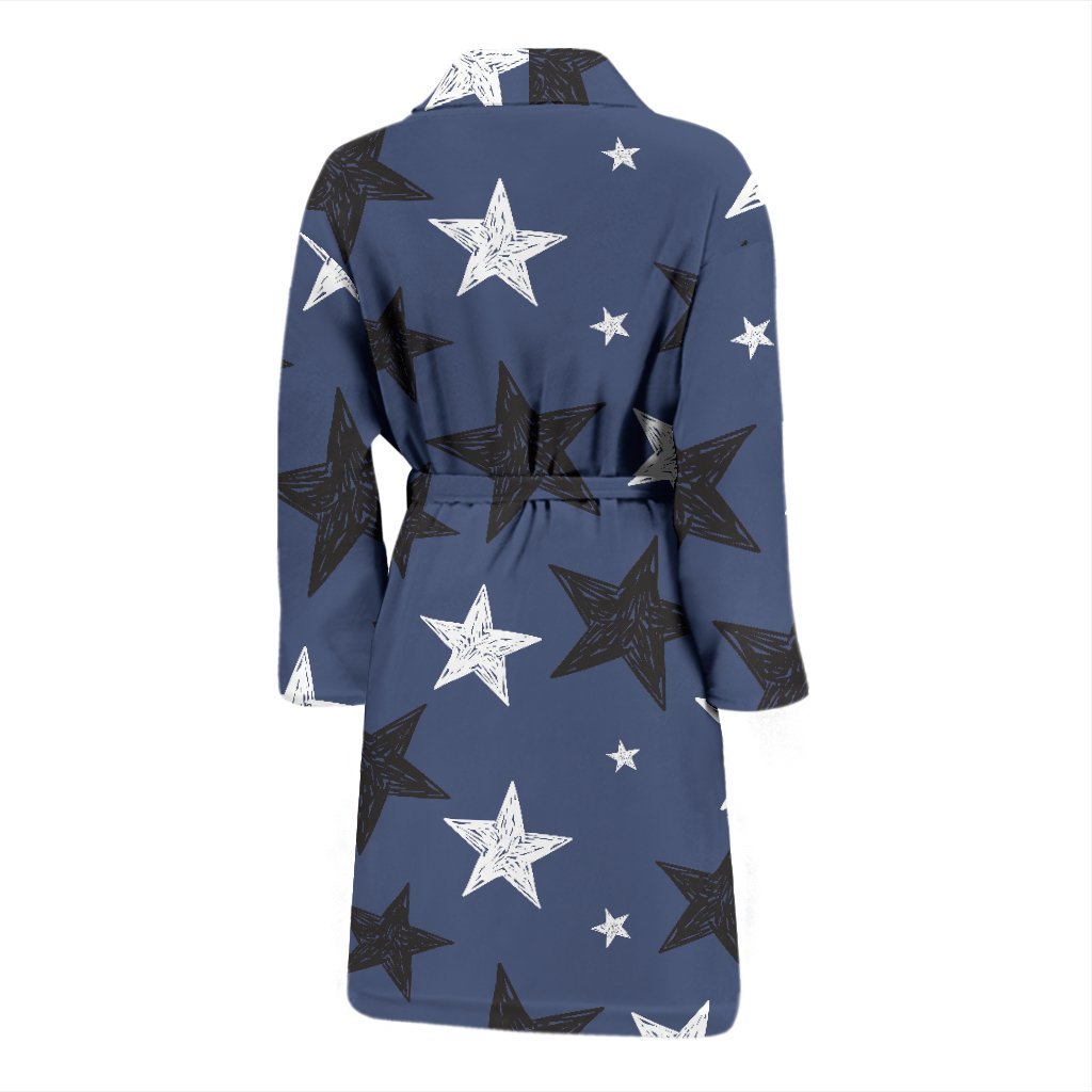 Star Print Pattern Men Long Robe-grizzshop