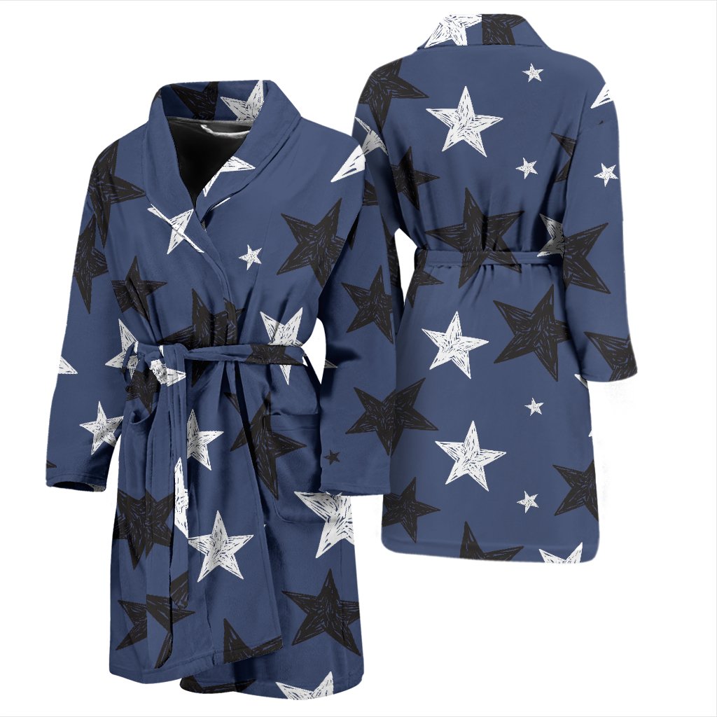 Star Print Pattern Men Long Robe-grizzshop