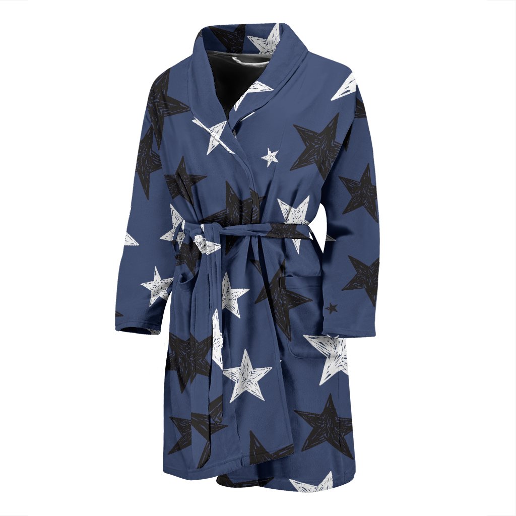 Star Print Pattern Men Long Robe-grizzshop