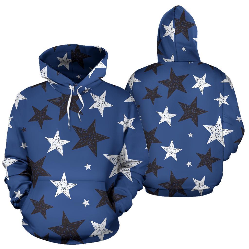 Star Print Pattern Men Women Pullover Hoodie-grizzshop