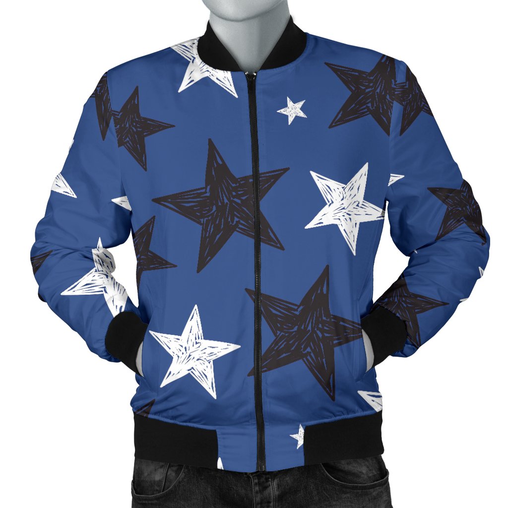 Star Print Pattern Men's Bomber Jacket-grizzshop