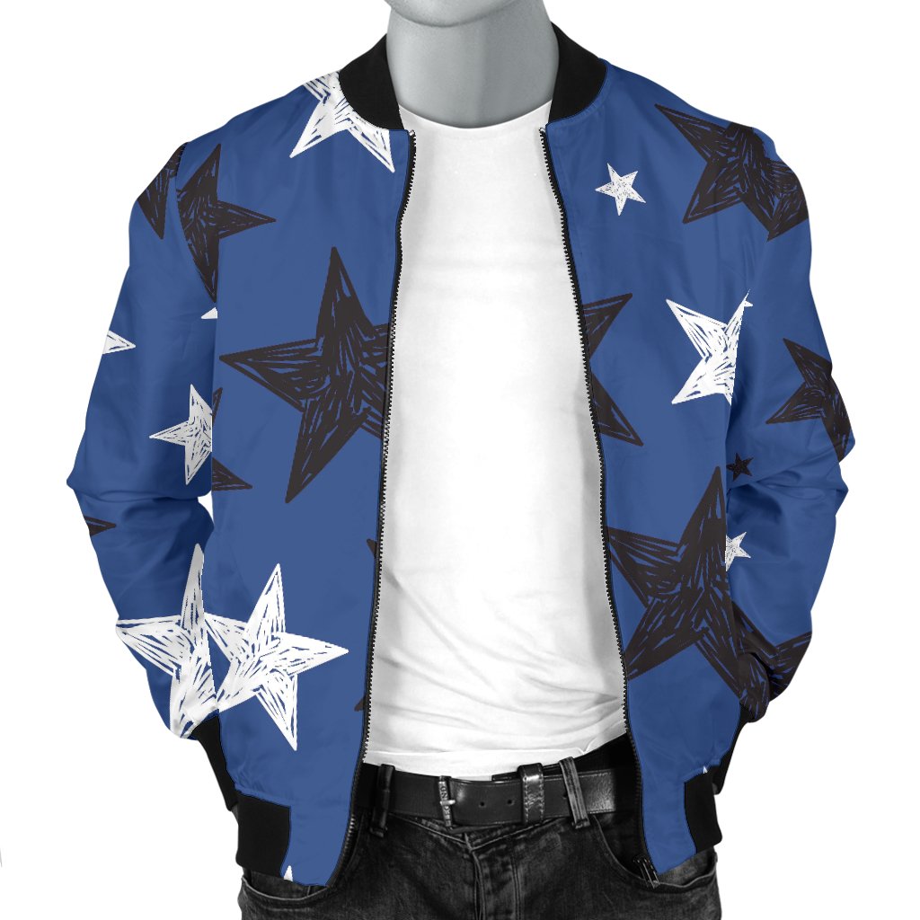 Star Print Pattern Men's Bomber Jacket-grizzshop