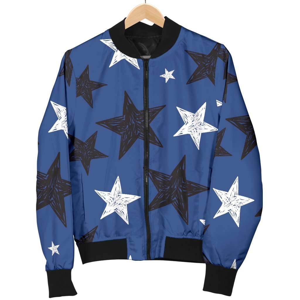 Star Print Pattern Men's Bomber Jacket-grizzshop