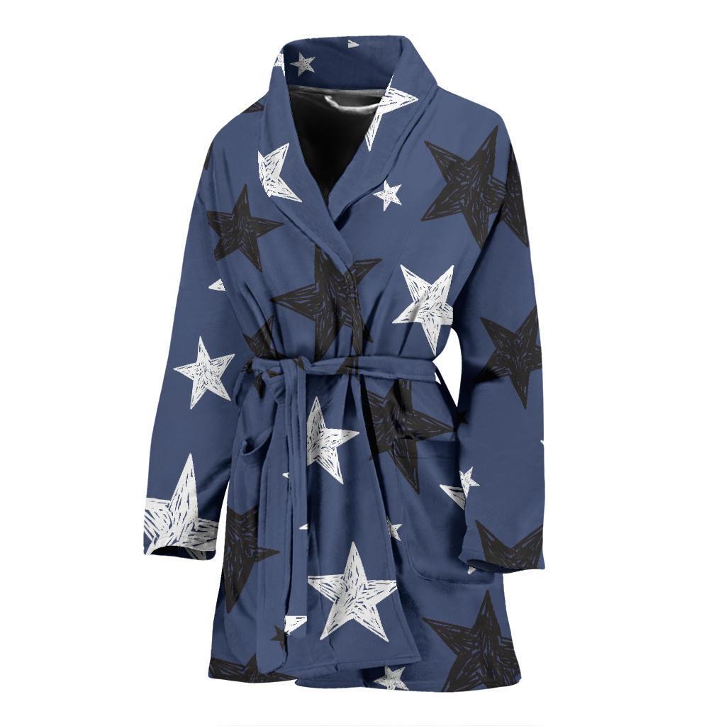 Star Print Pattern Women Long Robe-grizzshop