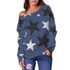 Star Print Pattern Women Off Shoulder Sweatshirt-grizzshop