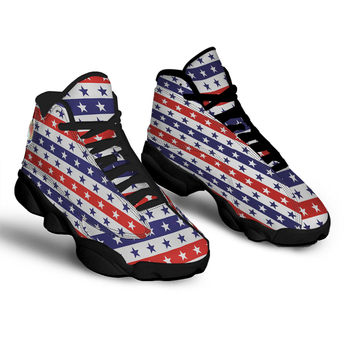 Star USA Patriotic Print Pattern Black Basketball Shoes-grizzshop