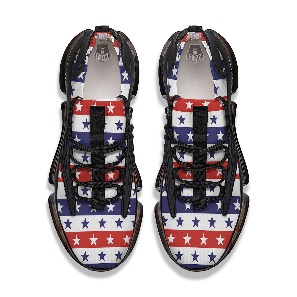 Star USA Patriotic Print Pattern Black Gym Shoes-grizzshop