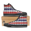 Star USA Patriotic Print Pattern Black High Top Shoes-grizzshop