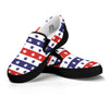 Star USA Patriotic Print Pattern Black Slip On Shoes-grizzshop