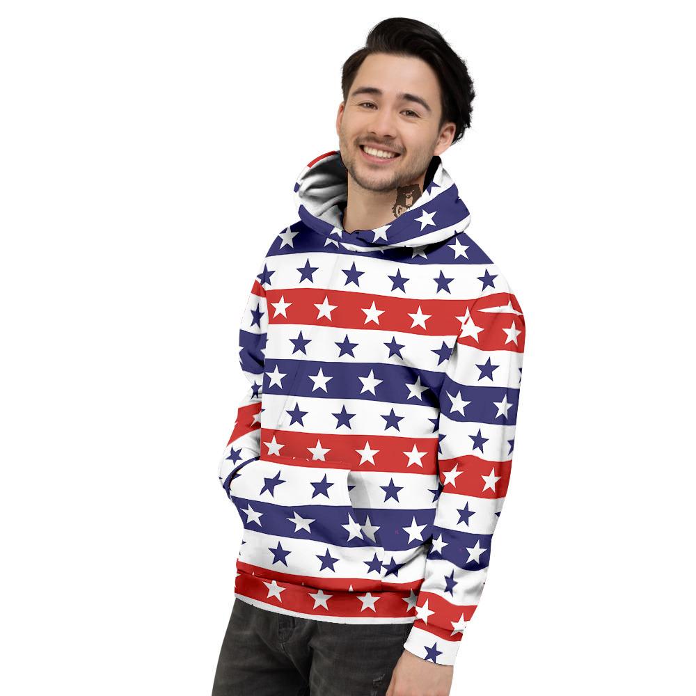 Star USA Patriotic Print Pattern Men's Hoodie-grizzshop