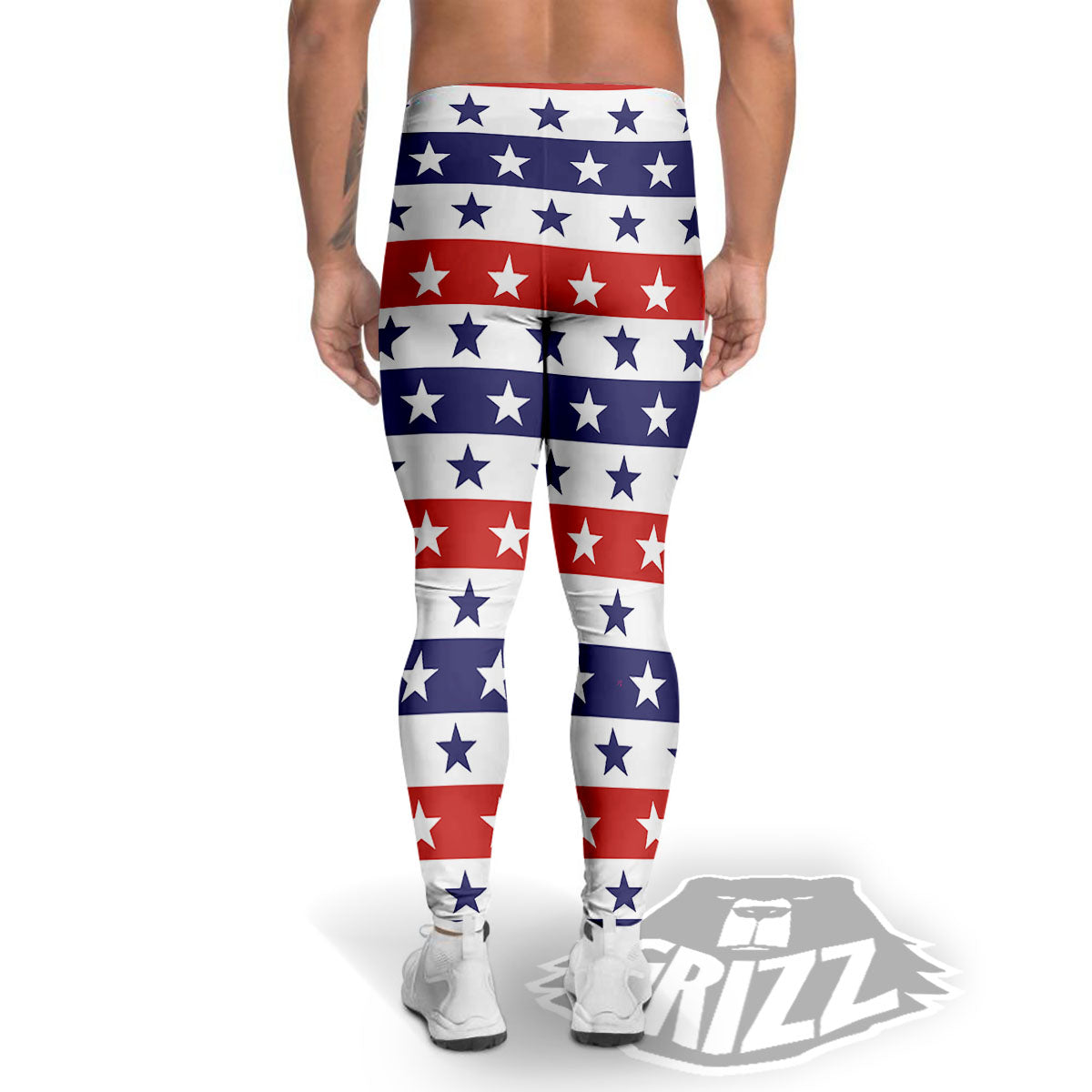 Star USA Patriotic Print Pattern Men's Leggings-grizzshop