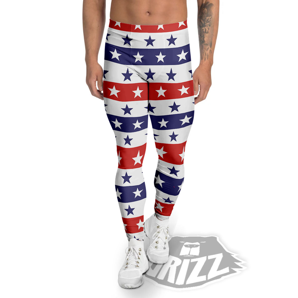 Star USA Patriotic Print Pattern Men's Leggings-grizzshop