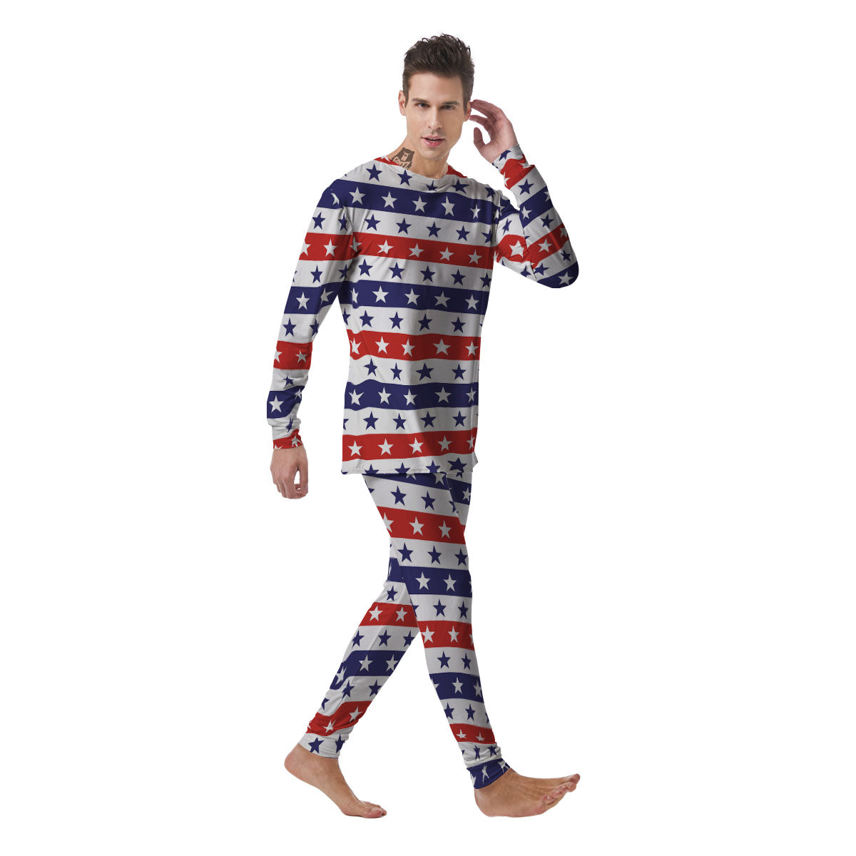 Star USA Patriotic Print Pattern Men's Pajamas-grizzshop