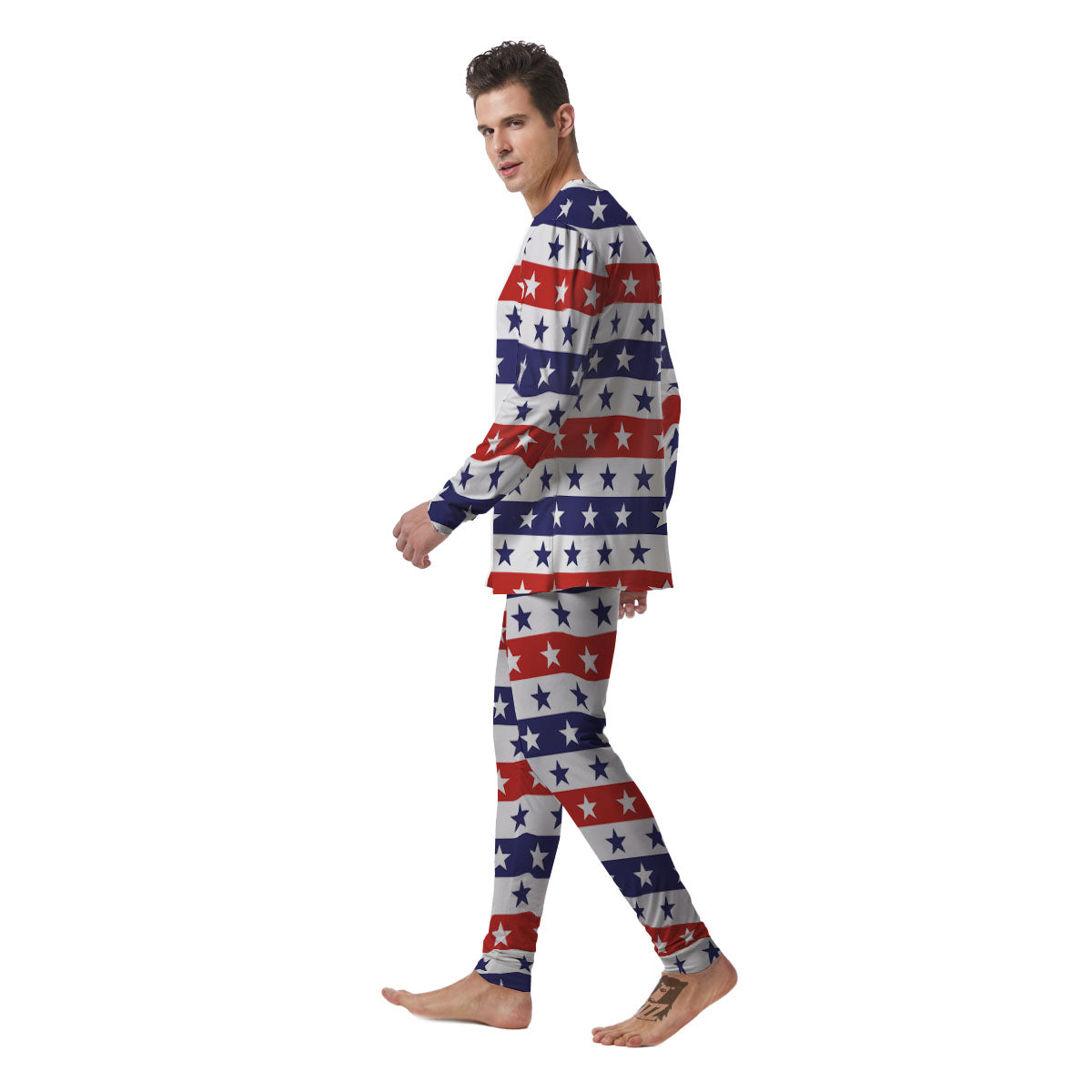 Star USA Patriotic Print Pattern Men's Pajamas-grizzshop