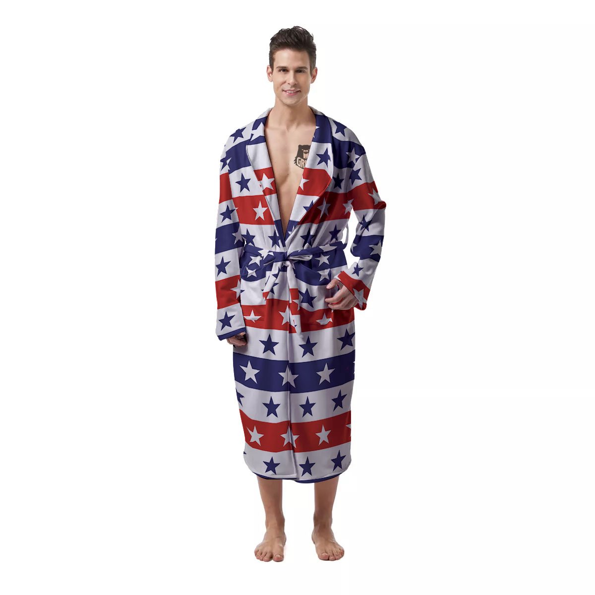 Star USA Patriotic Print Pattern Men's Robe-grizzshop