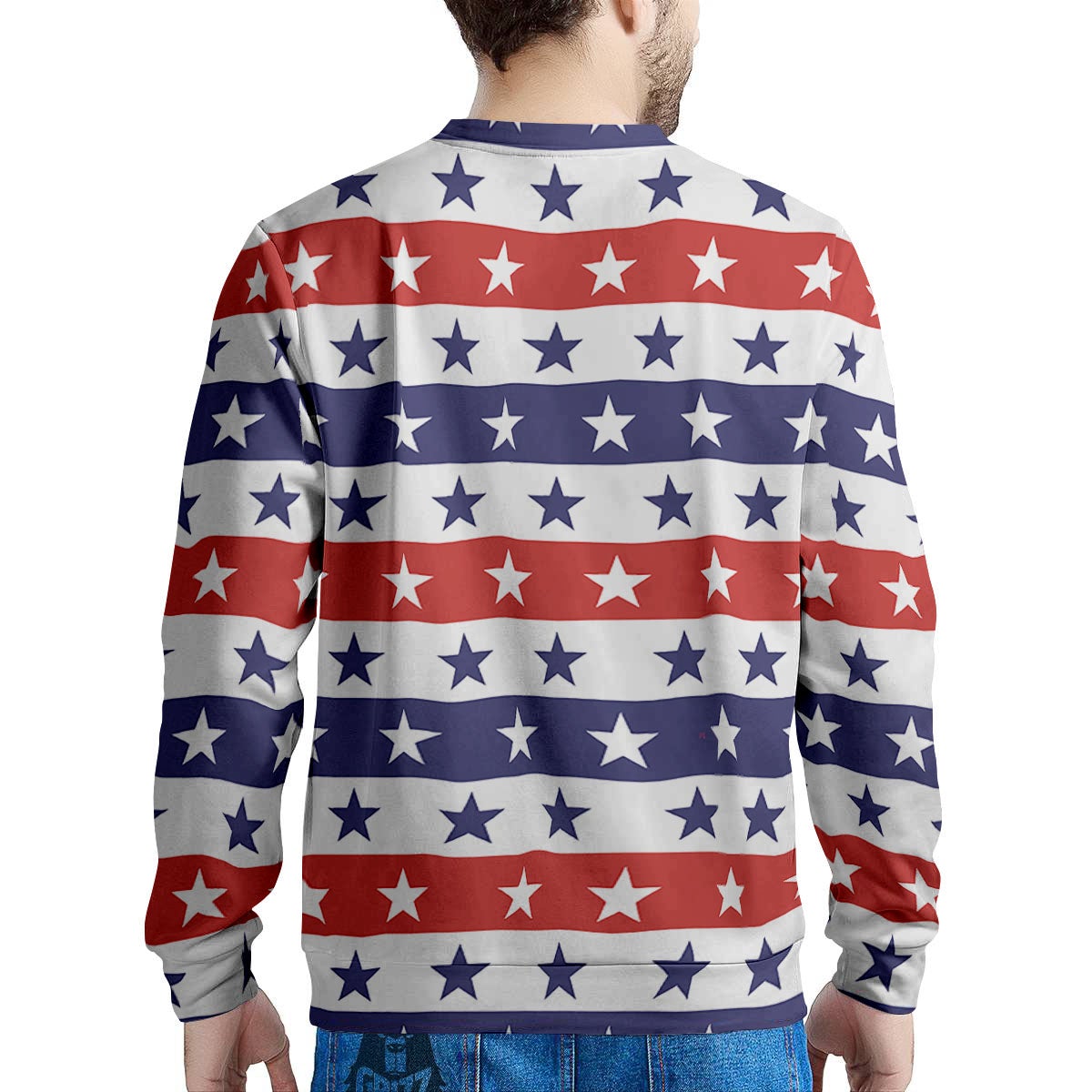 Star USA Patriotic Print Pattern Men's Sweatshirt-grizzshop