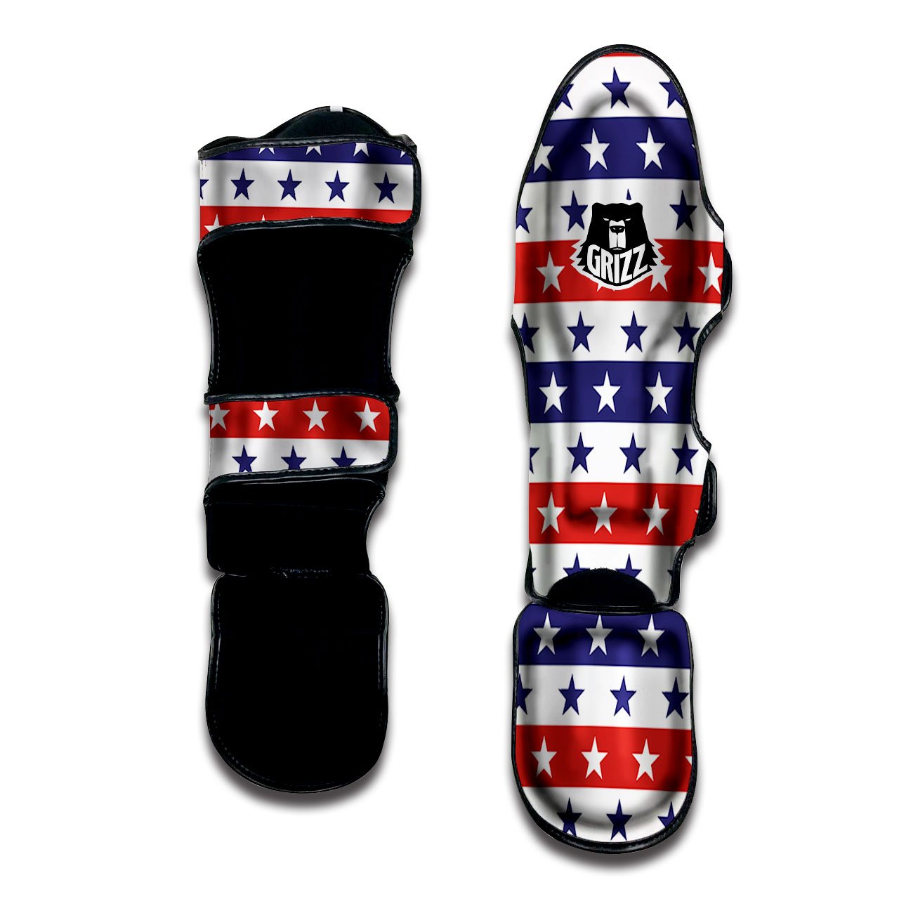 Star USA Patriotic Print Pattern Muay Thai Shin Guards-grizzshop