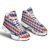 Star USA Patriotic Print Pattern White Basketball Shoes-grizzshop