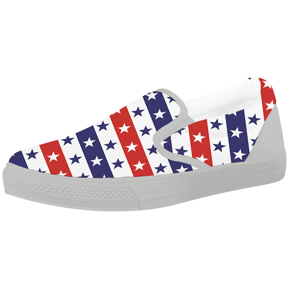 Star USA Patriotic Print Pattern White Slip On Shoes-grizzshop