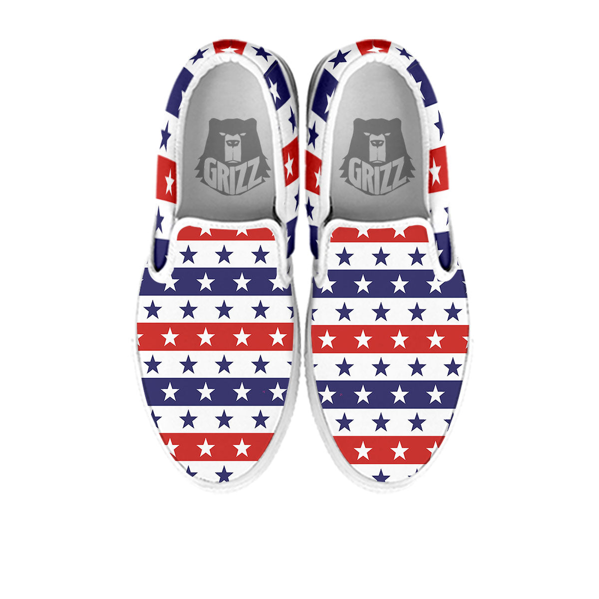 Star USA Patriotic Print Pattern White Slip On Shoes-grizzshop