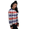 Star USA Patriotic Print Pattern Women's Bomber Jacket-grizzshop