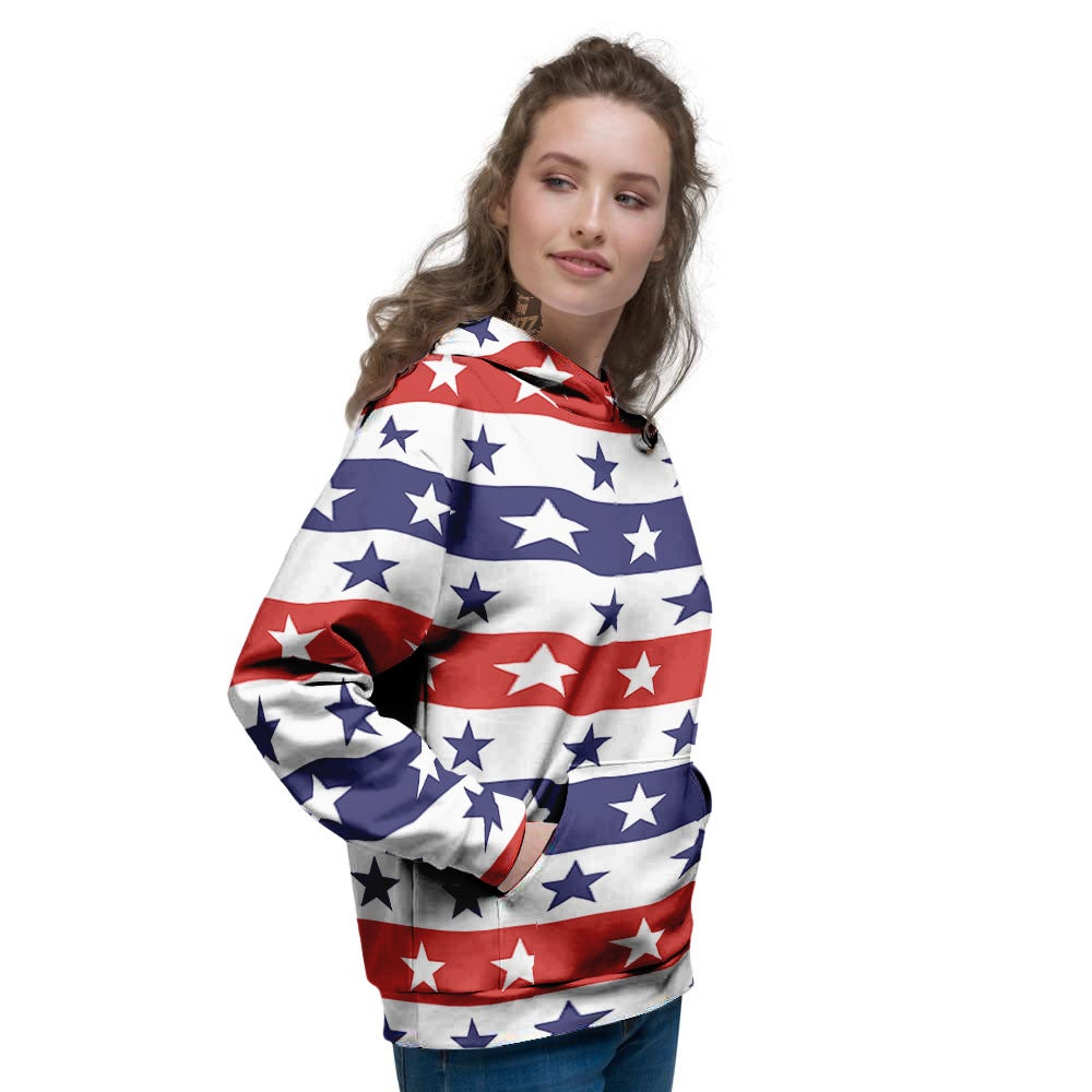 Star USA Patriotic Print Pattern Women's Hoodie-grizzshop