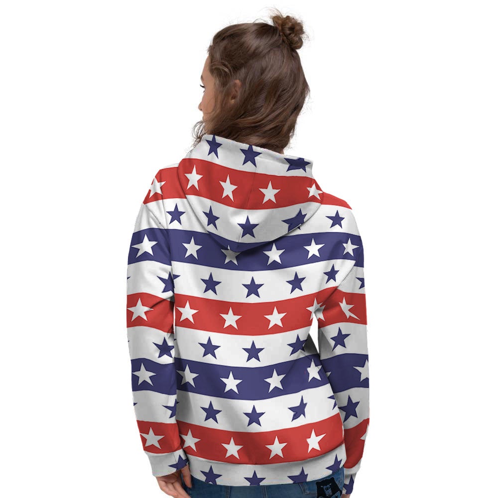 Star USA Patriotic Print Pattern Women's Hoodie-grizzshop