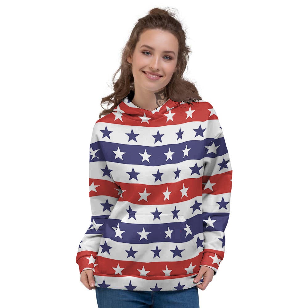 Star USA Patriotic Print Pattern Women's Hoodie-grizzshop