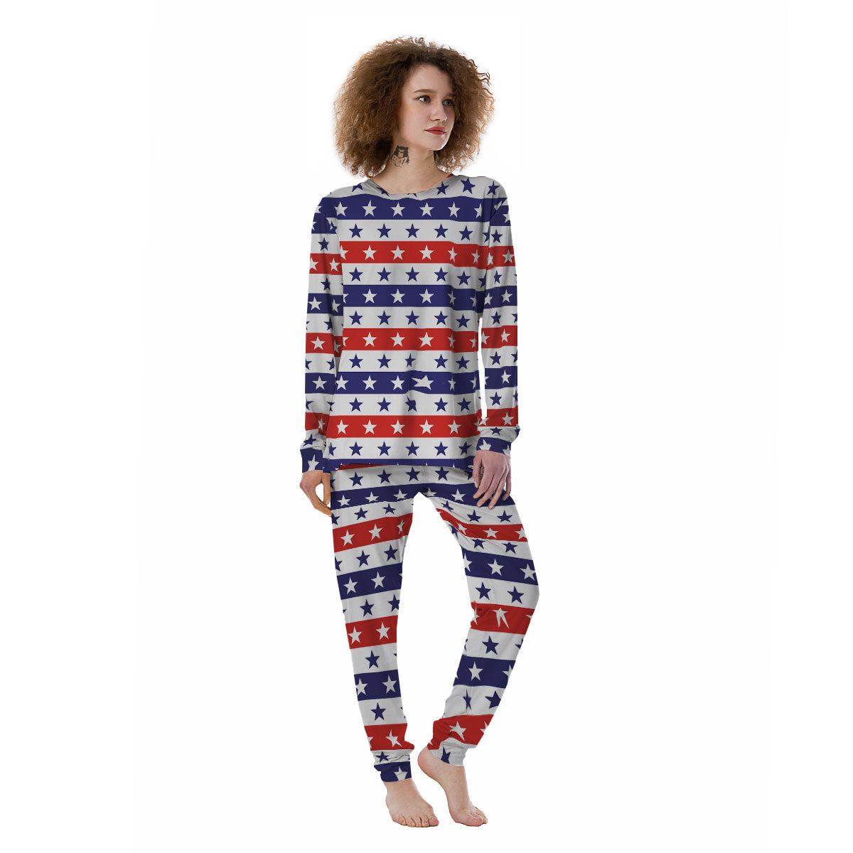 Star USA Patriotic Print Pattern Women's Pajamas-grizzshop