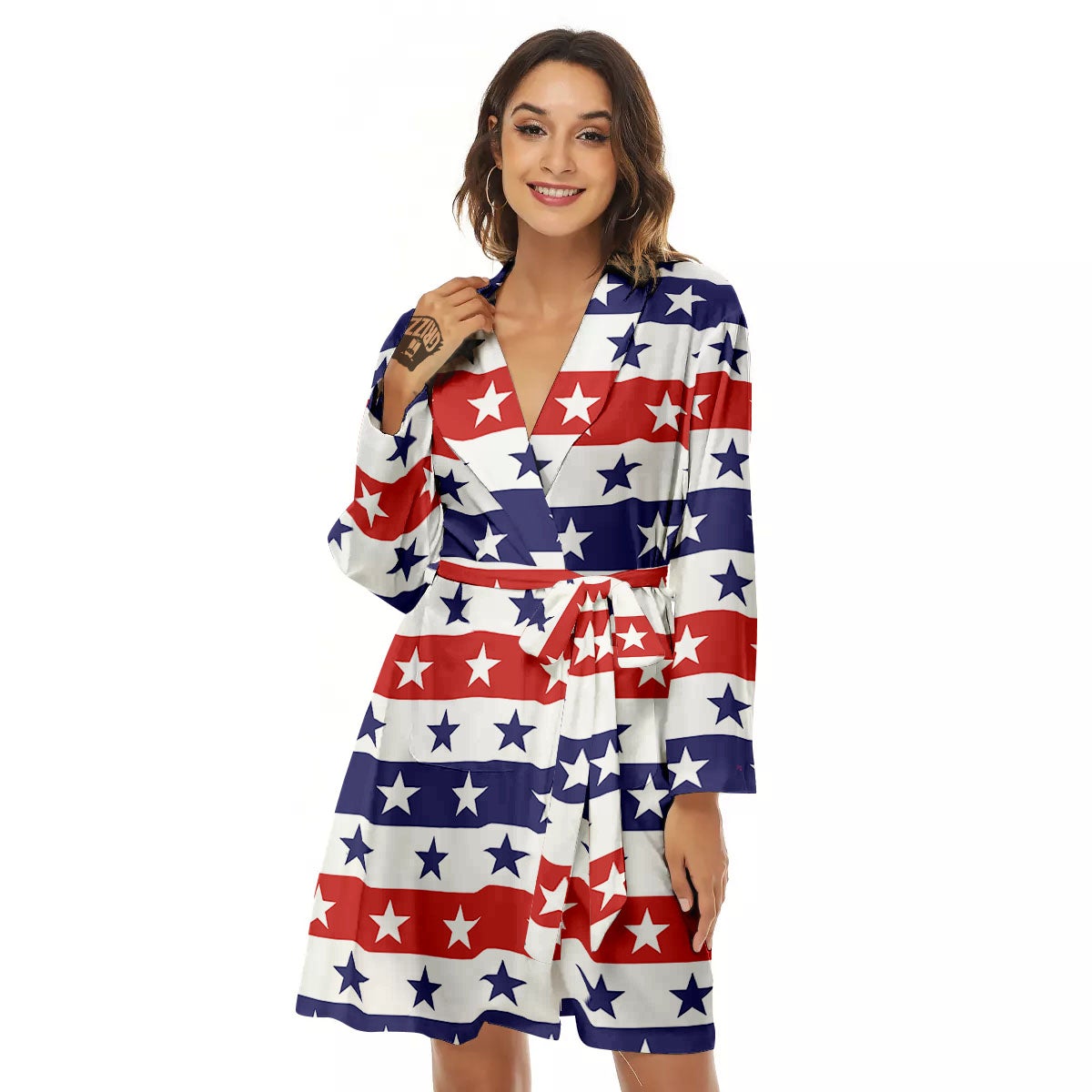 Star USA Patriotic Print Pattern Women's Robe-grizzshop