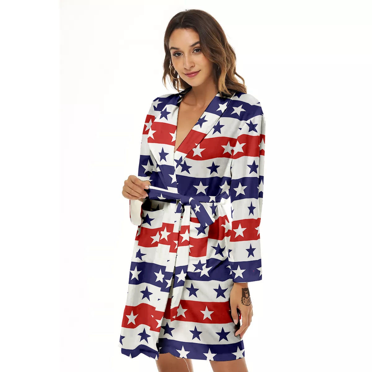 Star USA Patriotic Print Pattern Women's Robe-grizzshop