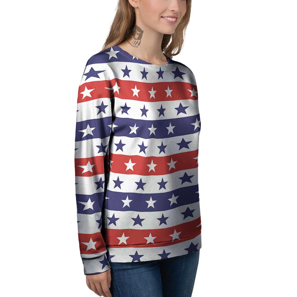 Star USA Patriotic Print Pattern Women's Sweatshirt-grizzshop