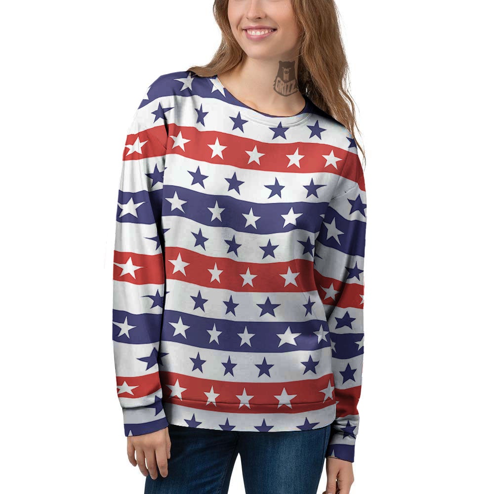 Star USA Patriotic Print Pattern Women's Sweatshirt-grizzshop