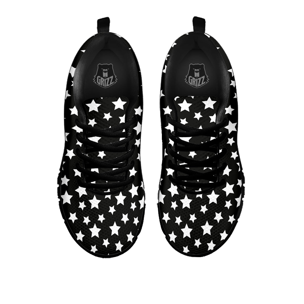 Star White And Black Print Pattern Black Sneaker-grizzshop