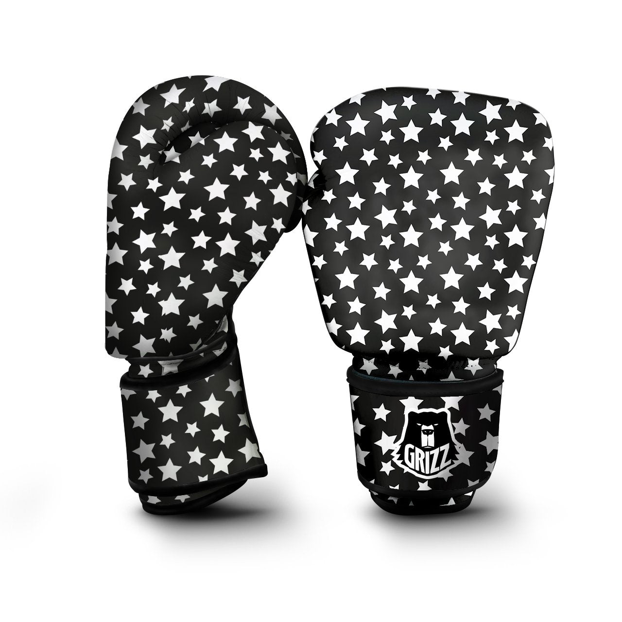 Star White And Black Print Pattern Boxing Gloves-grizzshop