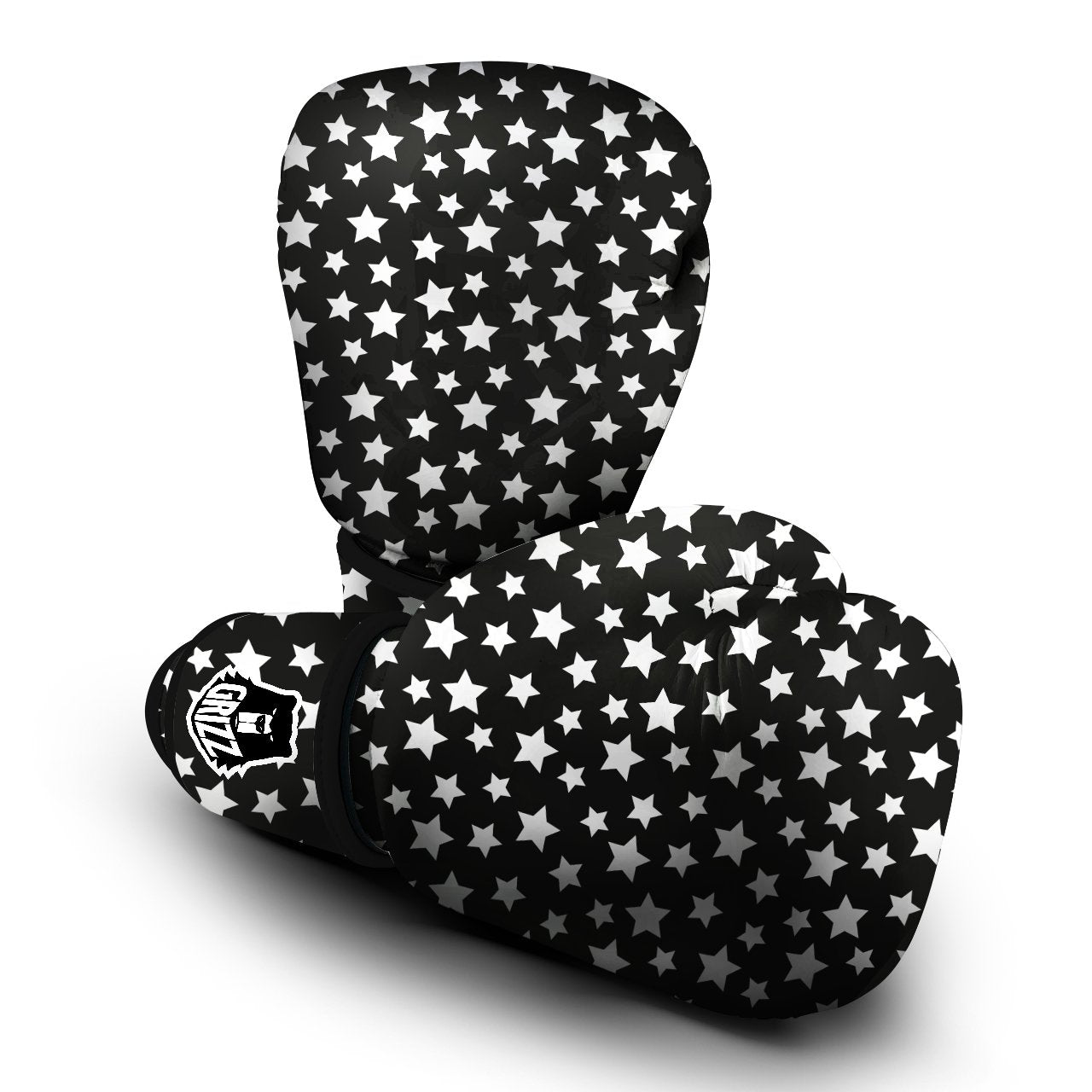 Star White And Black Print Pattern Boxing Gloves-grizzshop