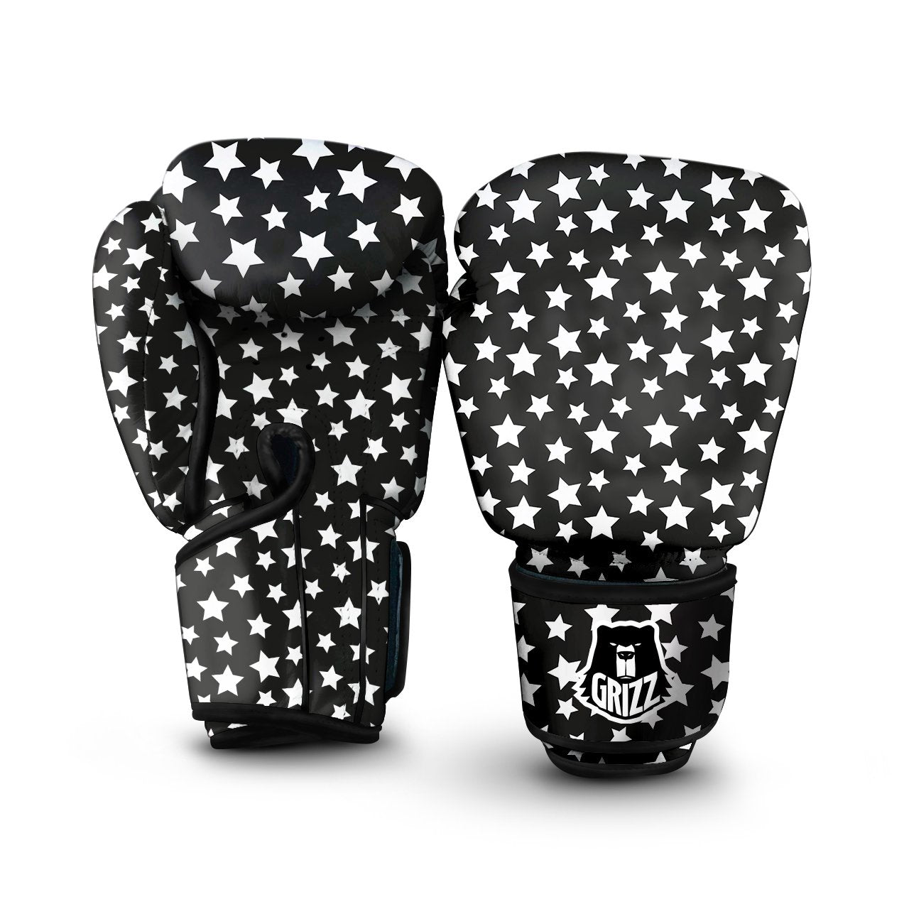 Star White And Black Print Pattern Boxing Gloves-grizzshop