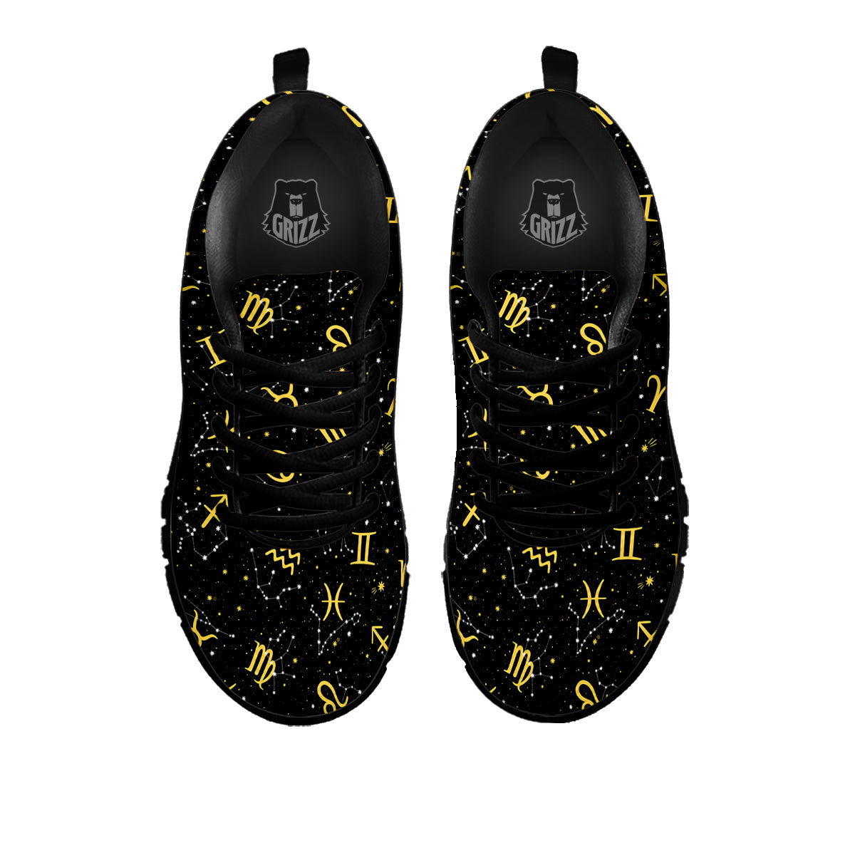 Star Zodiac Signs Print Pattern Black Sneaker-grizzshop