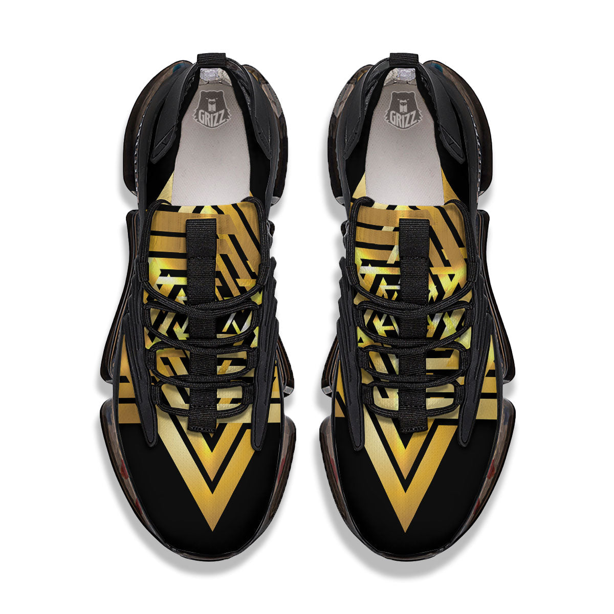 Star of David Gold And Black Print Black Gym Shoes-grizzshop