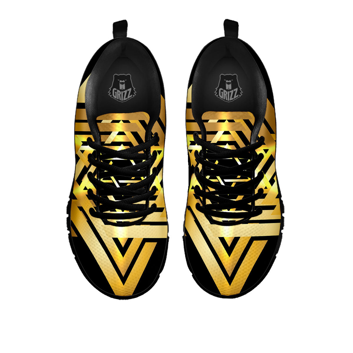 Star of David Gold And Black Print Black Sneaker-grizzshop