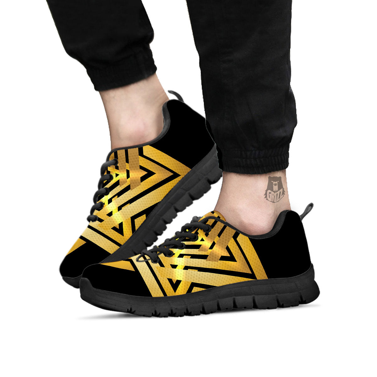 Star of David Gold And Black Print Black Sneaker-grizzshop
