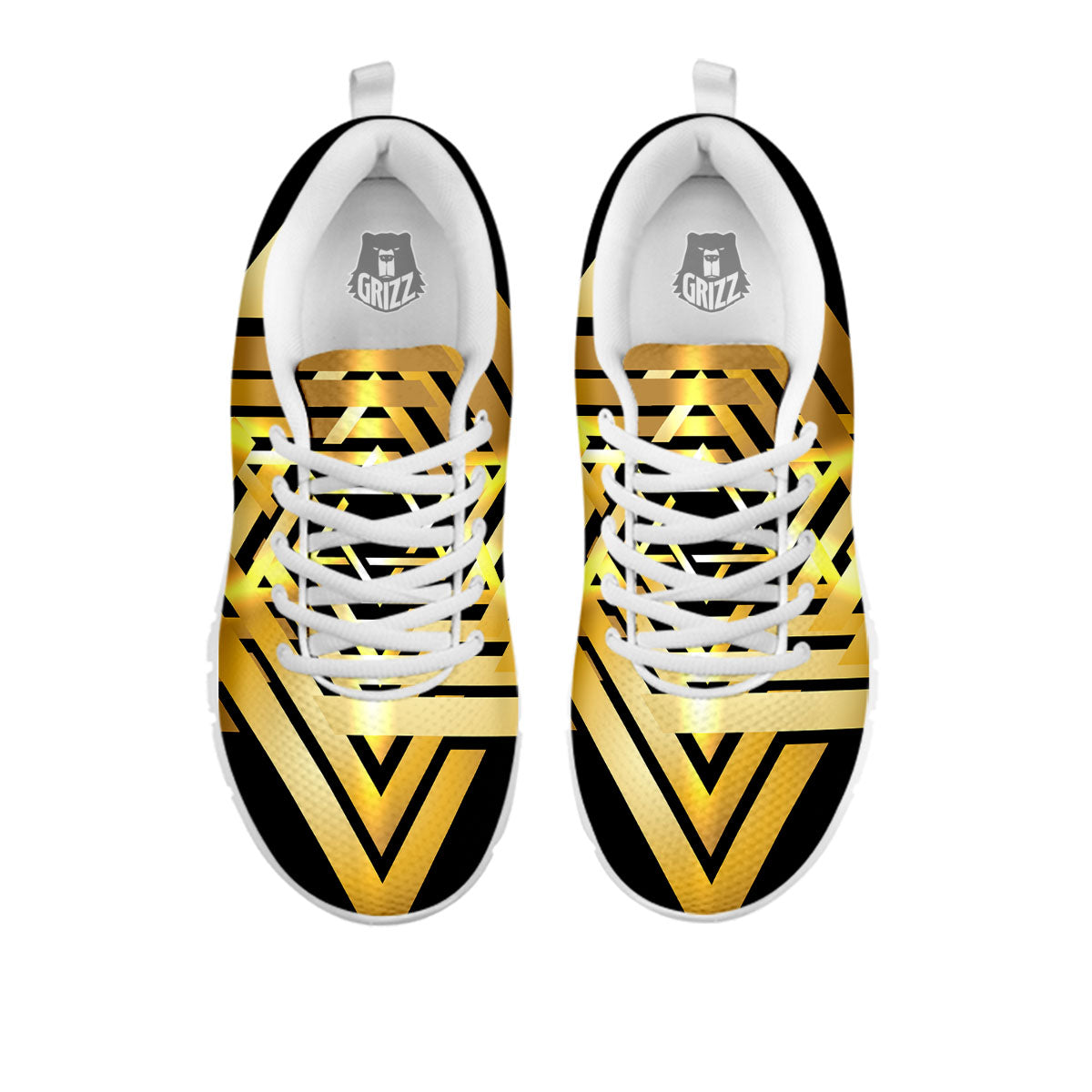Star of David Gold And Black Print White Sneaker-grizzshop