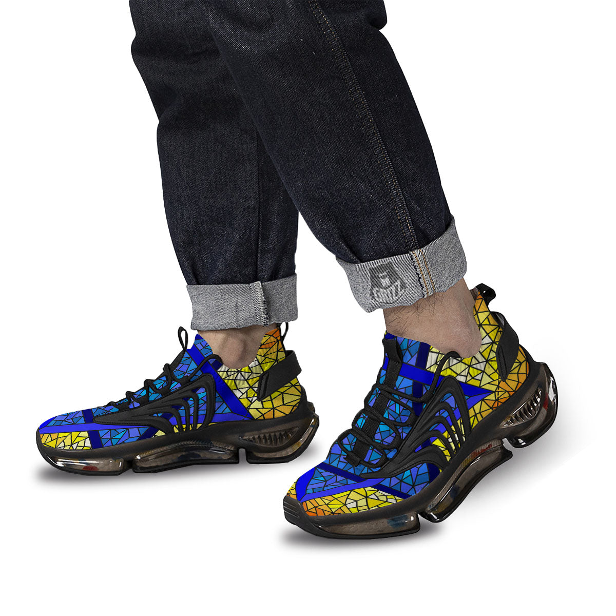 Star of David Stained Glass Print Black Gym Shoes-grizzshop