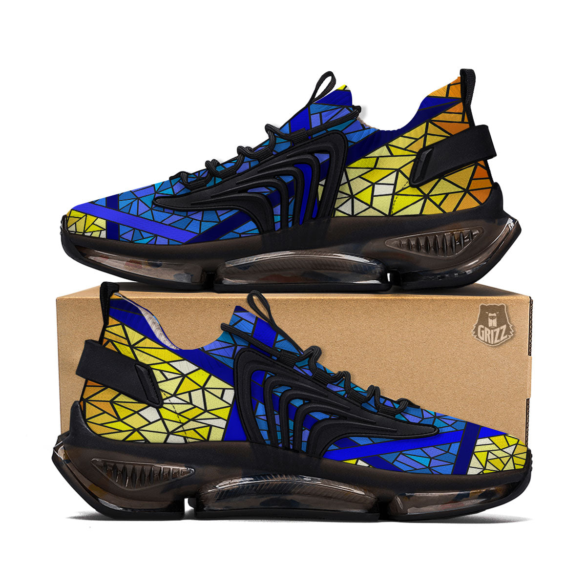 Star of David Stained Glass Print Black Gym Shoes-grizzshop